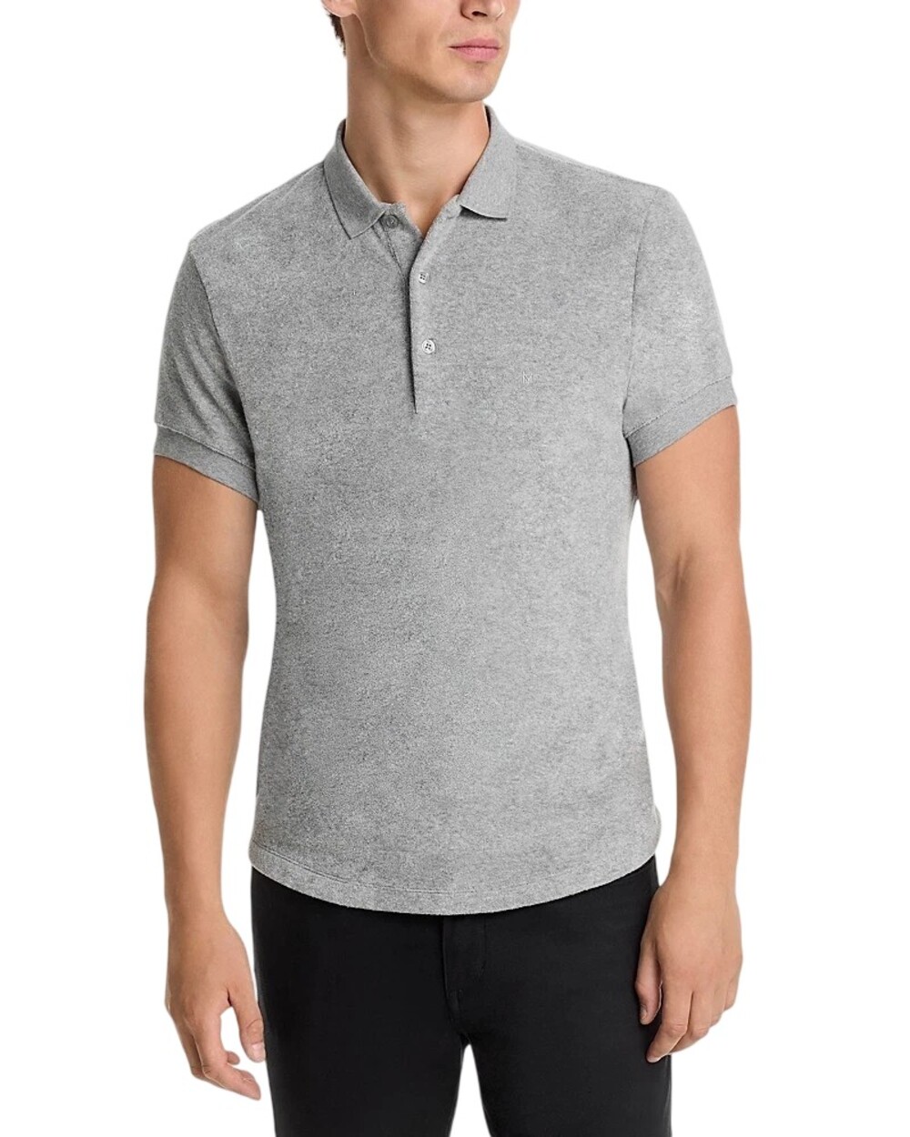 $168 Monfrere Pierce Polo Shirt Mens S Slim Fit Light Grey Short Sleeve Pullover